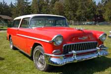 1955 Chevy Bel Air Nomad Station Wagon With White Roof and Red Body Paint